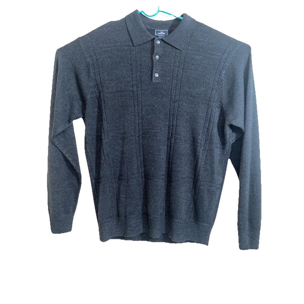 Dockers Men's Size Large Long Sleeve Acrylic Sweater Shirt Navy Blue
